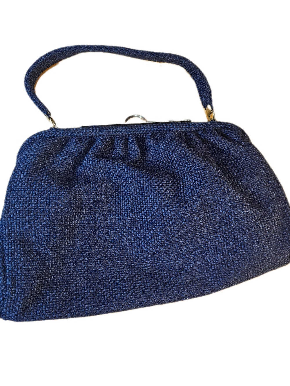 Vintage Blue Y2K Quilted Wool Shoulder Bag